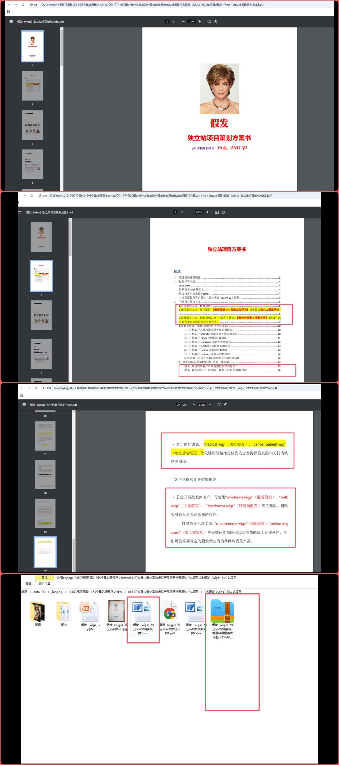 《假发独立站项目策划方案书》：pdf文档项目报告：19页，3537字!